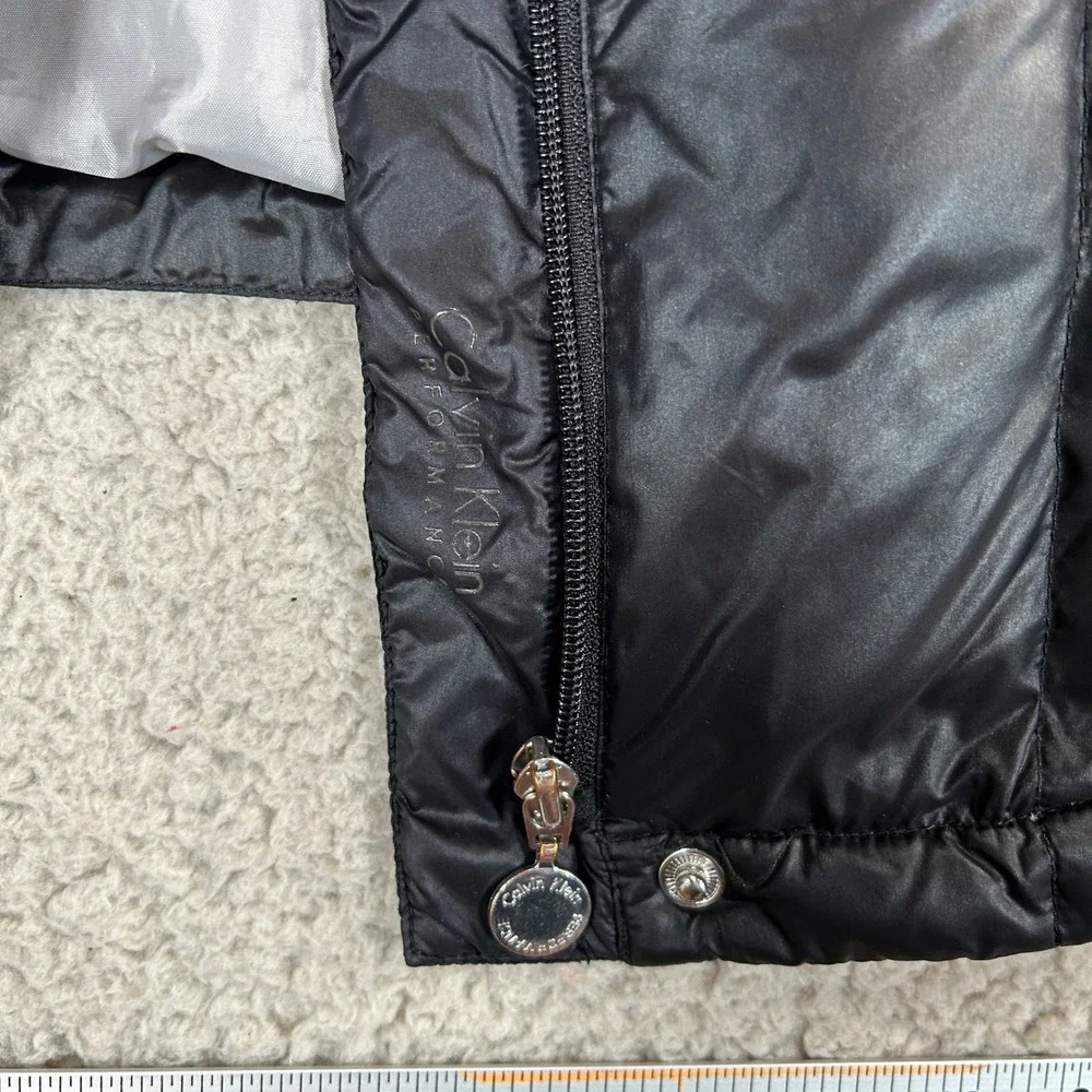 Calvin Klein Performance Womens Black Down Puffer Jacket Detachable Hood Missing